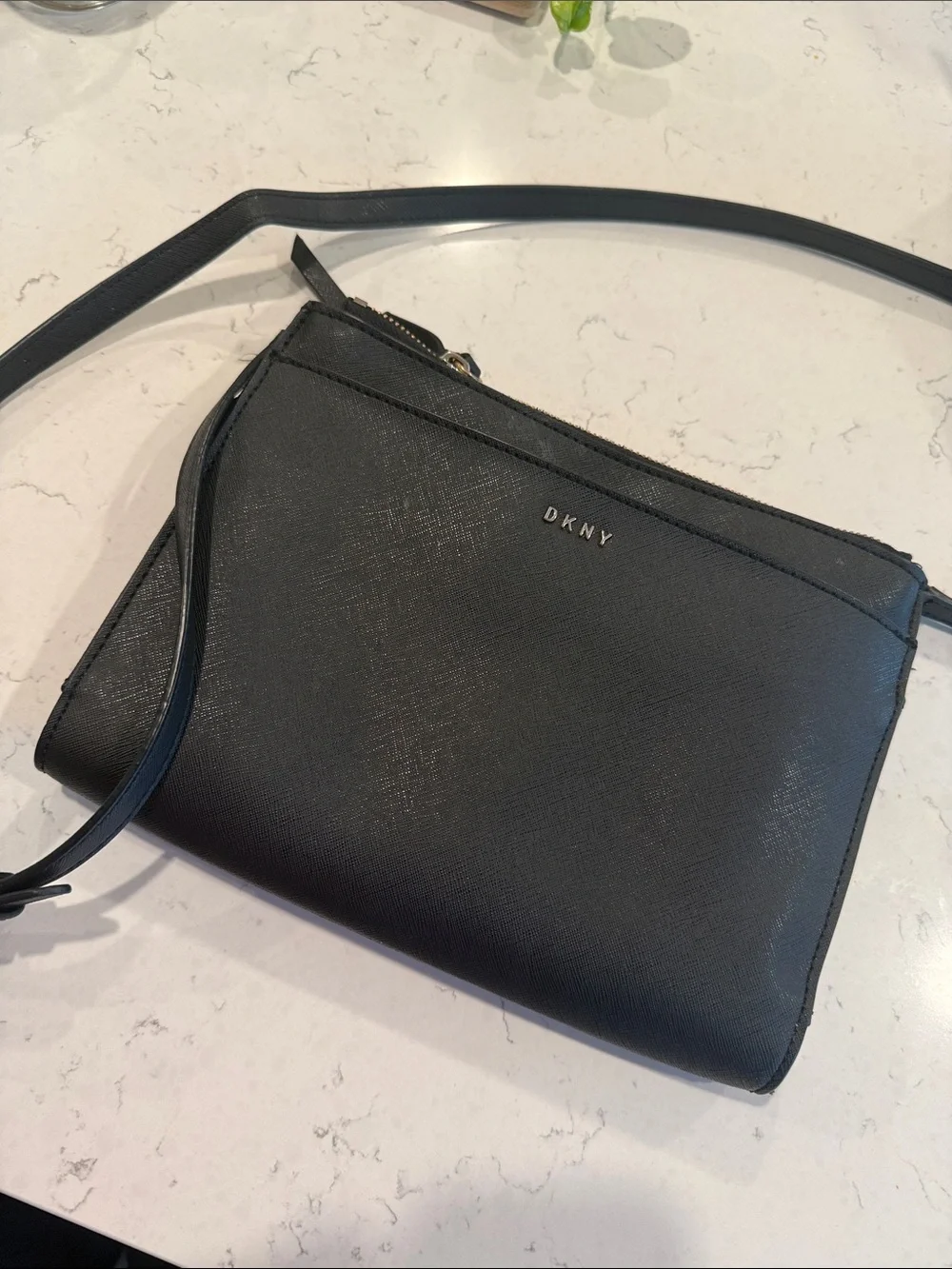DKNY Black Leather Crossbody Belt Bag